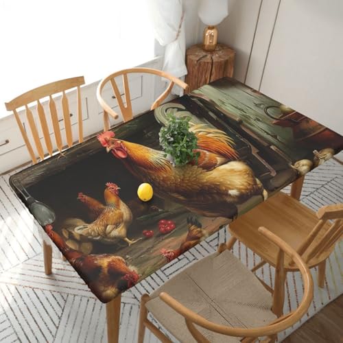 BNVSADC Tischdecke mit Motiv "Roast Chicken Hen Farm", bedruckt, 152 x 76 cm, Polyester, Küche, wasserabweisend, Tischdecke, Esstischdekoration, Tischdecken von BNVSADC