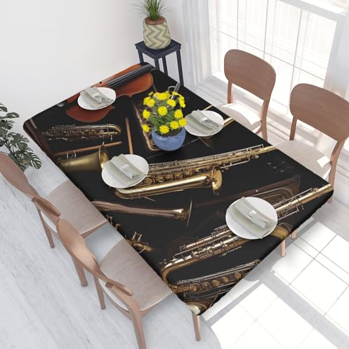 BNVSADC Tischdecke mit Musikinstrumenten, bedruckt, 122 x 76 cm, Polyester, wasserabweisend, Esstischdekoration, Tischdecken von BNVSADC