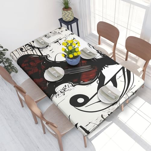 BNVSADC Tischdecke mit Musikkunstdruck, 122 x 76 cm, Polyester, wasserabweisend, Esstischdekoration, Tischdecken von BNVSADC