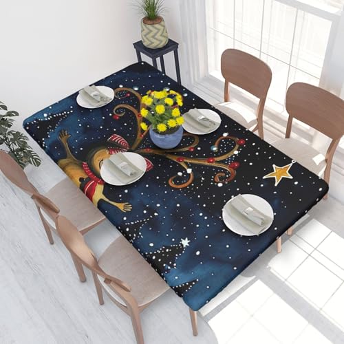 BNVSADC Tischdecke mit Sternenhimmel-Motiv, bedruckt, 122 x 76 cm, Polyester, für Küche, Esstisch, Dekoration, Tischdecken von BNVSADC