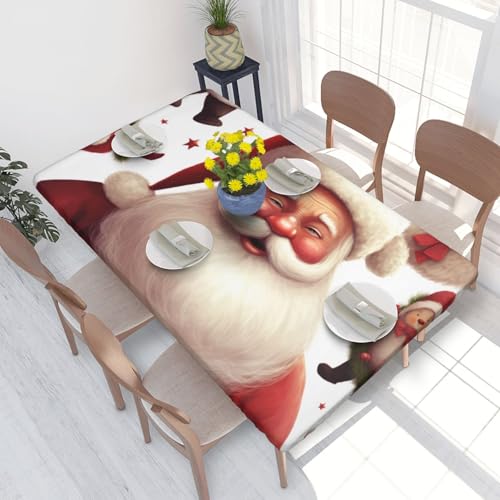 BNVSADC Tischdecke mit Weihnachtsmann-Motiv, bedruckt, 122 x 76 cm, Polyester, wasserabweisend, Esstischdekoration, Tischdecken von BNVSADC