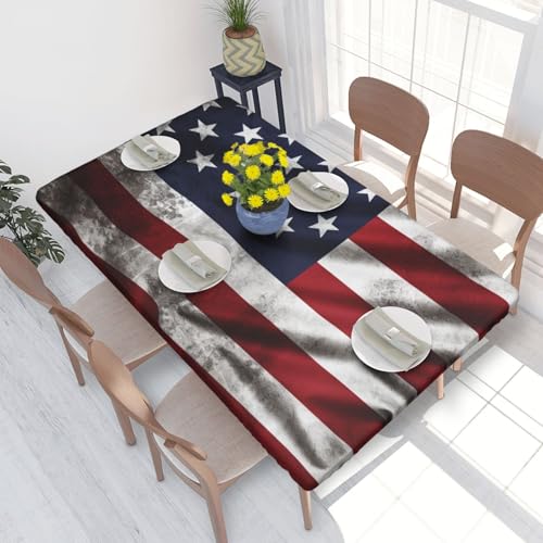 BNVSADC Tischdecke mit amerikanischer Flagge, Motiv: Unabhängigkeit, 4 Fuß, bedruckt, 122 x 76 cm, Polyester, Küche, wasserabweisend, Tischdecke, Esstischdekoration, Tischdecken von BNVSADC