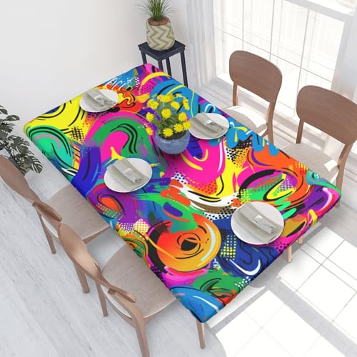 BNVSADC Tischdecke mit buntem Sprühmuster, bedruckt, 122 x 76 cm, Polyester, wasserabweisend, Esstischdekoration, Tischdecken von BNVSADC