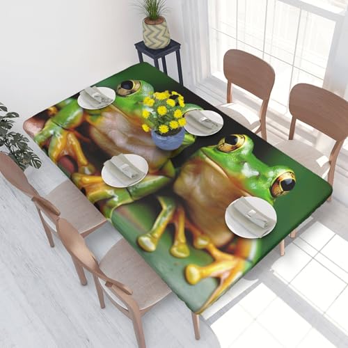 BNVSADC Tischdecke mit niedlichem Frosch-Motiv, 122 x 76 cm, Polyester, wasserabweisend, Esstischdekoration, Tischdecken von BNVSADC