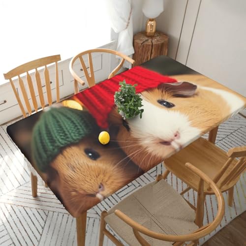 BNVSADC Tischdecke mit niedlichem Meerschweinchen mit Hut, bedruckt, 152 x 76 cm, Polyester, wasserabweisend, Esstischdekoration, Tischdecken von BNVSADC