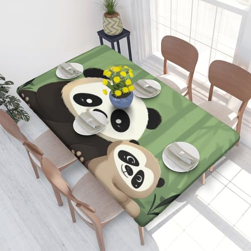 BNVSADC Tischdecke mit süßem Panda-Motiv, 122 x 76 cm, Polyester, wasserabweisend, Esstischdekoration, Tischdecken von BNVSADC