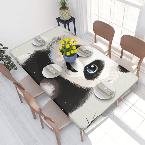 BNVSADC Tischdecke mit süßem Panda-Motiv, bedruckt, 122 x 76 cm, Polyester, wasserabweisend, Esstischdekoration, Tischdecken von BNVSADC