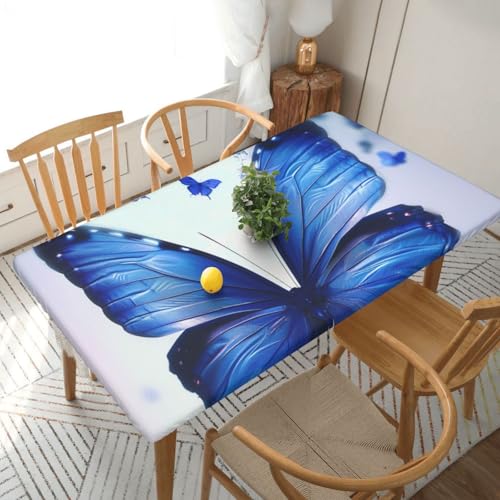 BNVSADC Tischdecke mit süßem blauen Schmetterlings-Druck, 152 x 76 cm, Polyester, wasserabweisend, Tischdecke, Esstischdekoration, Tischdecken von BNVSADC