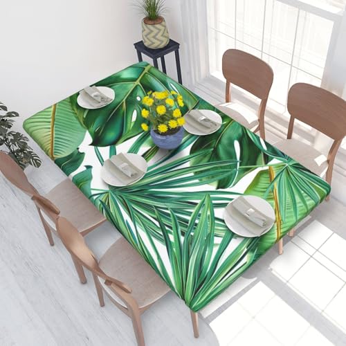 BNVSADC Tischdecke mit tropischen Palmen-Bananenblättern, bedruckt, 122 x 76 cm, Polyester, wasserabweisend, Tischdecke, Esstischdekoration, Tischdecken von BNVSADC