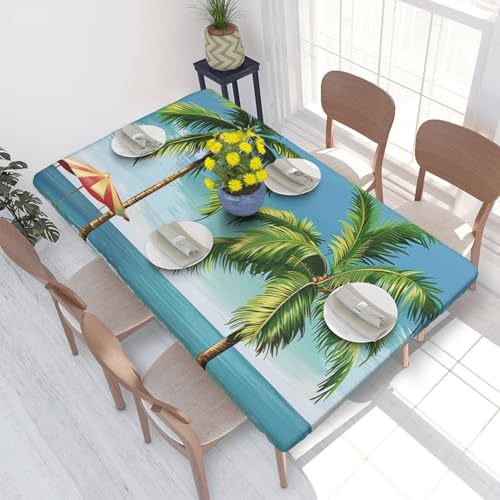 BNVSADC Tischdecke mit tropischer Palme, bedruckt, 122 x 76 cm, Polyester, wasserabweisend, Esstischdekoration, Tischdecken von BNVSADC