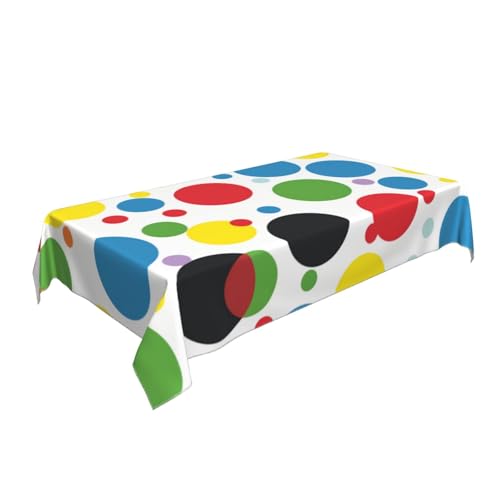 BNVSADC Twister Tischdecke, rechteckig, gepunktet, 140 x 90 cm, knitterfreie Polyester-Tischdecke, dekorativer Stoff, Tischdecken für Küche, Esstisch, Partys, Camping, 140 x 90 cm von BNVSADC