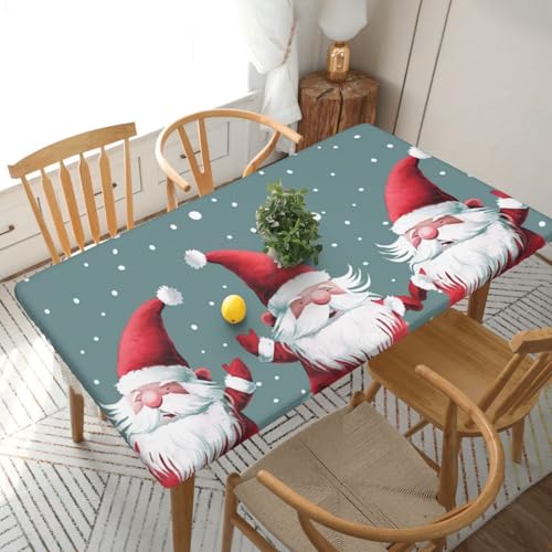 BNVSADC Weihnachtliche Tischdecke mit lustigem Zwergenmotiv, bedruckt, 152 x 76 cm, Polyester, Küche, wasserabweisend, Esstischdekoration, Tischdecken von BNVSADC