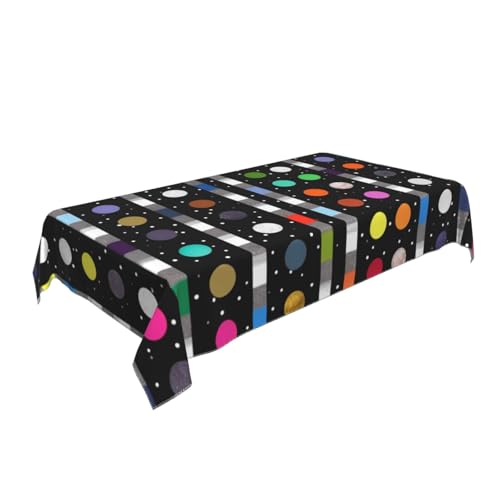 Rechteckige Tischdecke mit Glitzer-Regenbogen-Punkten, 4 Stück, bedruckt, 140 x 90 cm, knitterfreie Polyester-Tischdecke, dekorativer Stoff, Tischdecken für Küche, Esstisch, Partys, Camping von BNVSADC