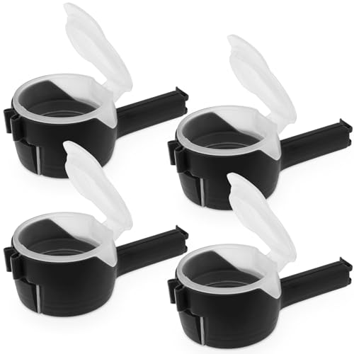 4 Stück Verschlussclips mit Ausschütter, Verschlussclips für Beutel mit öffnung, Kunststoff Snack Clips, Snagger Snackspender, Wiederverwendbare Halten Sie Frisch Gießen Snack Clips (black) von BOBASH