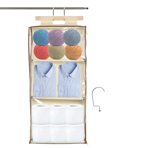 Hanging Garnspeicher Organizer 3 Fächer hängen Garnlager große Kapazität über dem Türgarn Organizer Klar hinter dem Türorganisator Praktischer Strick -Lagerorganisator für Zuhause BOBASH(Beige) von BOBASH