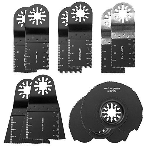 gebofuzhuang 10 pcs Fast Fit Mix Blades Multi Cutter Blade Kit Professionell Metall Holz Kunststoff Nagel Oszillierende Multitool -Sägenklingen für Holzplastikschneiden VM von BOBASH