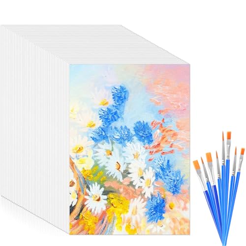 Aquarellpapier 300g, 80 Blätter Aquarell Papier DIN A6 Aquarellbogen Postkarten für Acrylfarben Zeichenpapier mit 8PCS Aquarell Pinsel Art Creation Watercolor Sketchbook Aquarell Papierblock Zubehör von BOBISHE