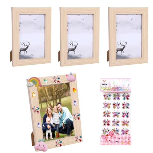 BOBISHE Bilderrahmen für DIN 10x15cm, 4er-Set Fotorahmen Holzrahmen Tischbilderrahmen mit HD Acrylglas Holzbilderrahmen Holz-Bilderrahmen Picture Frame für Wandbehänge oder Tischdekoration von BOBISHE