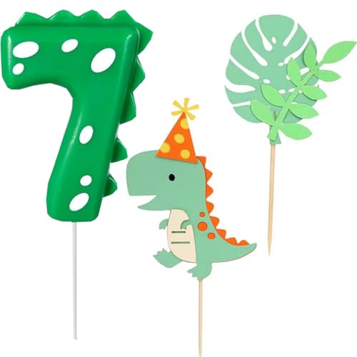 Dino Geburtstagskerzen,Geburtstagskerzen Zahlen 7,Dinosaurier Kerzen Geburtstag,Kerzen Zahlen,mit 2 Stück Cake Topper,für Alle Geburtstag Zubehör Dinosaurier Thema Party Kuchen Dino Geburtstagskerzen,Geburtstagskerzen Zahlen 7,Dinosaurier Kerzen Geburtstag,Kerzen Zahlen,mit 2 Stück Cake Topper,für Alle Geburtstag Zubehör Dinosaurier Thema Party Kuchen von BOBOZHONG