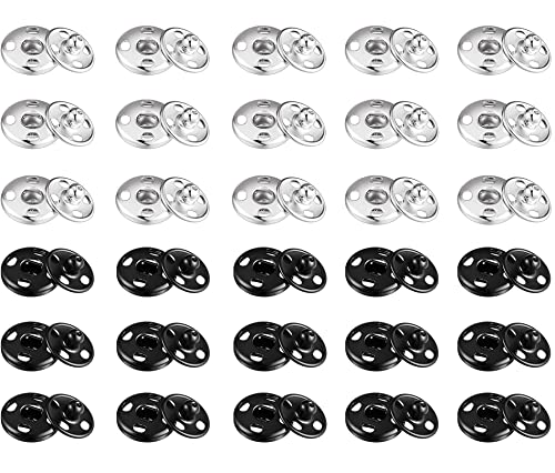 Druckknöpfe zum Aufnähen,30 Sets Metall-Druckknopfverschlüsse, Metallverschlüsse 2 Farben Verschluss Druckknopf zum Aufnähen von Druckknöpfen für Geldbörse,Handtasche,Kleidung,Basteln(12 mm) von BOBOZHONG