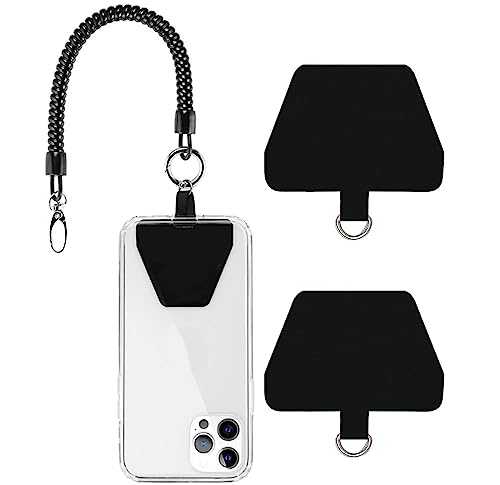 Handy Lanyard,Handykette einstellbarer Riemenhalter für Handy diebstahlsicher Anti-Verlust elastischeTether Handgelenkriemen mit 2PCS Handy Lanyard Pads Padfür die meisten Smartphones (schwarz) von BOBOZHONG