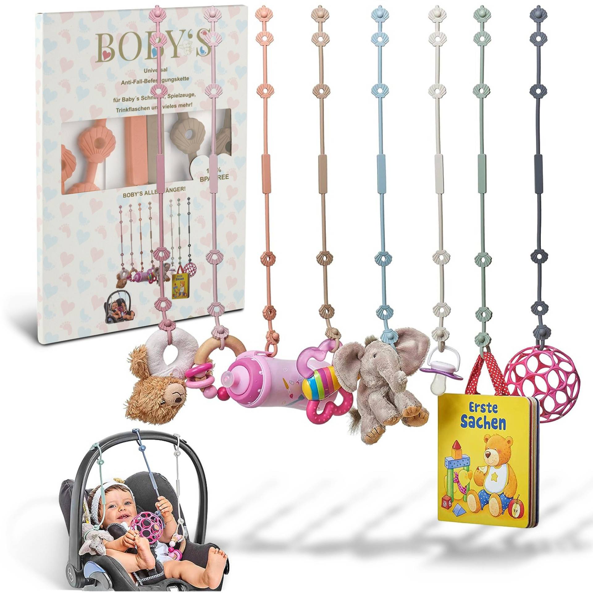 Perfekt Für Babys Die Gerne Ihren Schnuller Oder Das Spielzeug Auf Den Boden Werfen Schnullerkette Aus Silikon .2Er-Pack von BOBYSbaby