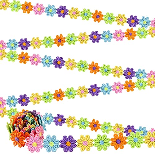 7.5 Yard Blumen Spitzenband Gänseblümchen Dekoband Spitzenborte Stickerei Dekoband 25mm Zierband Borten Bänder Blumenband Spitzen Spitzenborte Für Hochzeit Deko Handwerk Nähen Deko von BOELLRUNO