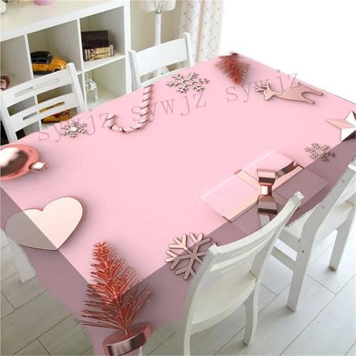 BOFIBO Rechteckige/längliche Tischdecken Pink Series Christmas Antifouling Creative Christmas Snowman Tablecloth Nordic New Year Dinner Tablecloth Fireplace Tablecloth(10,40x70cm15x27inch) von BOFIBO