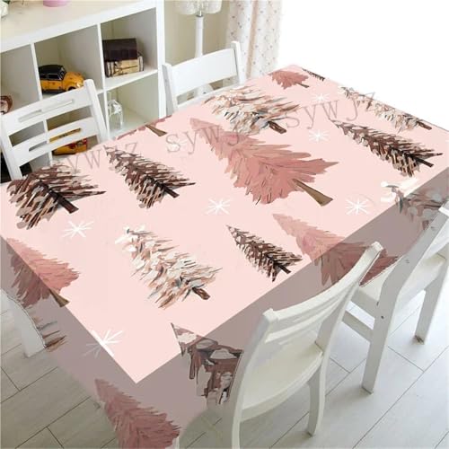 BOFIBO Rechteckige/längliche Tischdecken Pink Series Christmas Antifouling Creative Christmas Snowman Tablecloth Nordic New Year Dinner Tablecloth Fireplace Tablecloth(2,140x140cm55x55inch) von BOFIBO