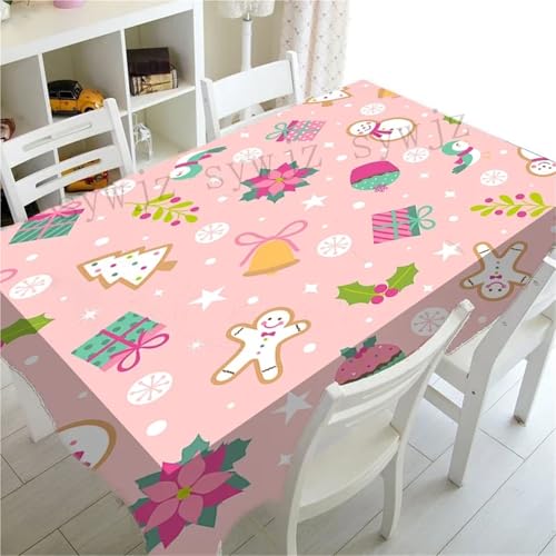 BOFIBO Rechteckige/längliche Tischdecken Pink Series Christmas Antifouling Creative Christmas Snowman Tablecloth Nordic New Year Dinner Tablecloth Fireplace Tablecloth(3,40x70cm15x27inch) von BOFIBO