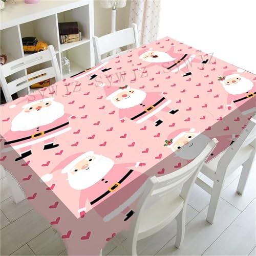 BOFIBO Rechteckige/längliche Tischdecken Pink Series Christmas Antifouling Creative Christmas Snowman Tablecloth Nordic New Year Dinner Tablecloth Fireplace Tablecloth(4,70x70cm27x27inch) von BOFIBO