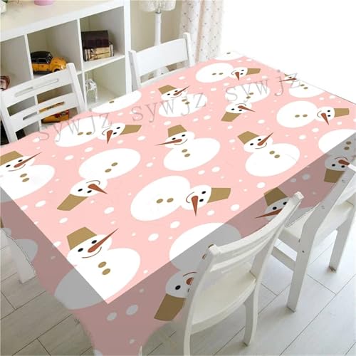 BOFIBO Rechteckige/längliche Tischdecken Pink Series Christmas Antifouling Creative Christmas Snowman Tablecloth Nordic New Year Dinner Tablecloth Fireplace Tablecloth(5,140x180cm55x70inch) von BOFIBO