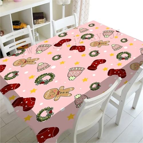 BOFIBO Rechteckige/längliche Tischdecken Pink Series Christmas Antifouling Creative Christmas Snowman Tablecloth Nordic New Year Dinner Tablecloth Fireplace Tablecloth(6,70x70cm27x27inch) von BOFIBO