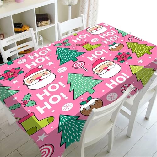 BOFIBO Rechteckige/längliche Tischdecken Pink Series Christmas Antifouling Creative Christmas Snowman Tablecloth Nordic New Year Dinner Tablecloth Fireplace Tablecloth(7,100x160cm39x63inch) von BOFIBO