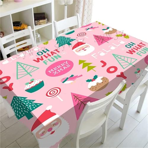 BOFIBO Rechteckige/längliche Tischdecken Pink Series Christmas Antifouling Creative Christmas Snowman Tablecloth Nordic New Year Dinner Tablecloth Fireplace Tablecloth(8,140x140cm55x55inch) von BOFIBO