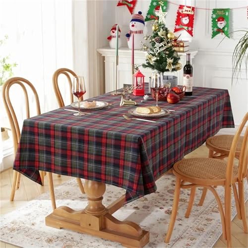 BOFIBO Rechteckige/längliche Tischdecken Weihnachtsdekoration, rot Karierte Tischdecke, gewebte Polyester-Baumwolle, rot-grün, Tischdecke for Küche & Essen, Party, Esszimmer(Blauw,140x180cm) von BOFIBO