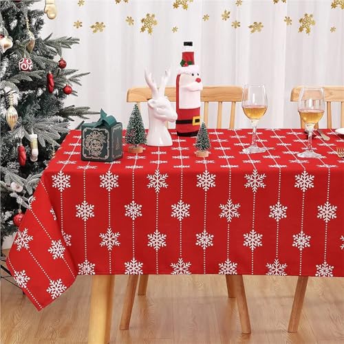 BOFIBO Rechteckige/längliche Tischdecken Weihnachtsschneeflocke, dekorative rechteckige Tischdecke, schmutzabweisende, waschbare Tischdecke for Küche & Essen, Party, Tischdekoration(40x70cm15x27inch) von BOFIBO