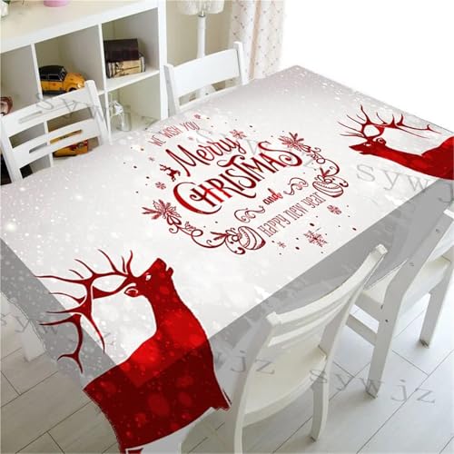 Rechteckige/längliche Tischdecken Weihnachten Elch Druck Küche Rechteck Tischdecke Party Dekoration Wasserdichte Tischdecke Hause Versammlung Bankett und Party Dekor Tischdecke(4,70x70cm27x27inch) von BOFIBO