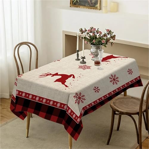 Rechteckige/längliche Tischdecken Weihnachten Schneemann Weihnachtsmann Tischdecke Winter Bankett und Party Party Dekor Weihnachtsbaum Schnee Rechteck Tischdeckenschutz Weihnachtsdekorationen(02,100x1 von BOFIBO