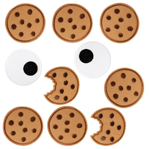 BOFUNX 10 Stücke Keks Aufnäher Cookie Patches zum Aufnähen Karneval Aufnäher Bügelbilder Applikation für Kleidung von BOFUNX