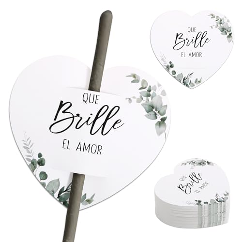 BOFUNX 100pcs Wunderkerzen Etiketten Hochzeit Wunderkerzen Karten Halter Hochzeit Gastgeschenke Hochzeit Party Deko - Que Brille EL Amor von BOFUNX