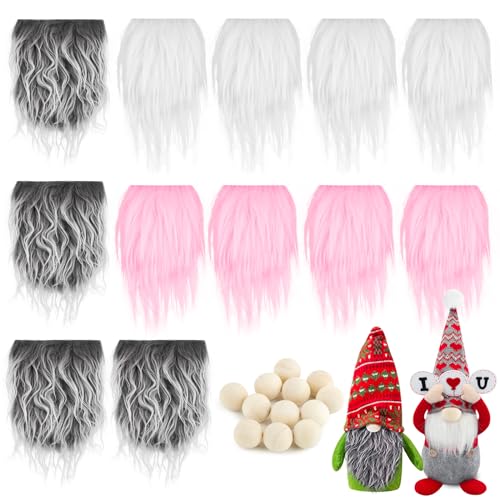 BOFUNX 12 Stück Zwergenbärte Wichtelbart Zum Basteln mit 12pcs Holzperlen, Weihnachten Zwerg Bart Holzperlen Set für Weihnachten DIY Handwerk Party Supplies von BOFUNX