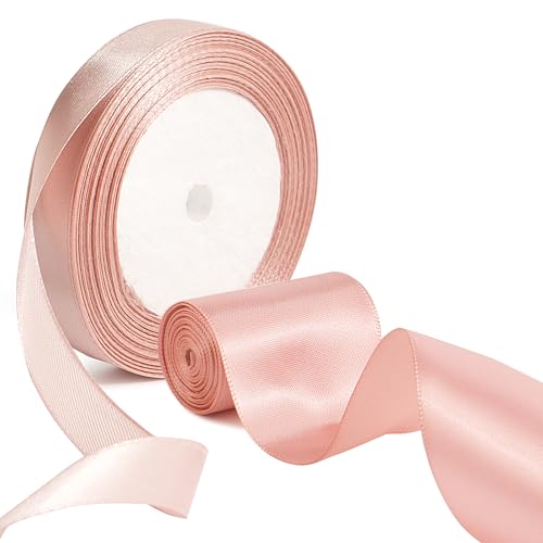 BOFUNX 2 Rolle Schleifenband Rosa Satinband Geschenkband Dekoband Stoffband für Taufe Geburtstag Hochzeit Basteln Bänder 1.5cm/5cm von BOFUNX