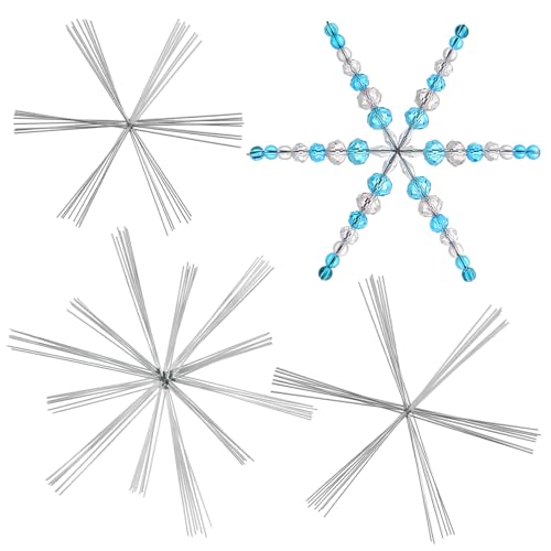 BOFUNX 24pcs Drahtsterne für Perlensterne Schneeflocke Drahtsterne Set 9.5/11.5/15cm Draht Basteln für Weihnachtsdeko Schneeflocken Anhänger DIY Handwerk von BOFUNX