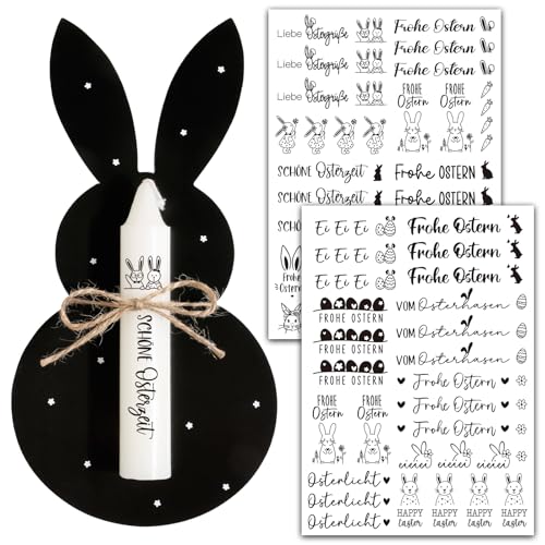 BOFUNX 2pcs Kerzen Tattoofolie Ostern Kerzentattoos + 30pcs Osterhase Geschenkkarte + 30pcs Kerzentüten Cellophantüten + Juteschnur für Ostern Gastgeschenke von BOFUNX