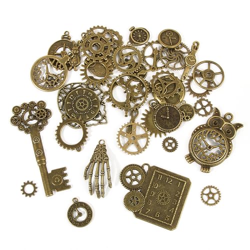 BOFUNX 42 Stücke Zahnrad Anhänger Armbanduhr Charms Steampunk Deko Basteln DIY Steampunk Accessoires Schmuckherstellung von BOFUNX