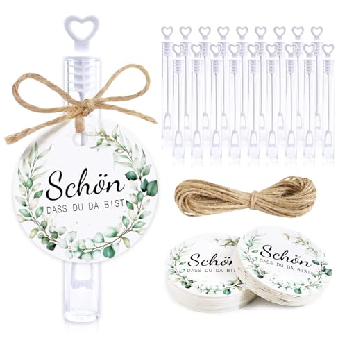 BOFUNX 50 Stücke Seifenblasen Hochzeit mit Schön DASS du da bist Anhänger Etiketten Juteschnur Wedding Bubbles für Hochzeit Geburtstag Verlobung Valentinstag Party Gastgeschenk (Ohne Seifenwasser) von BOFUNX