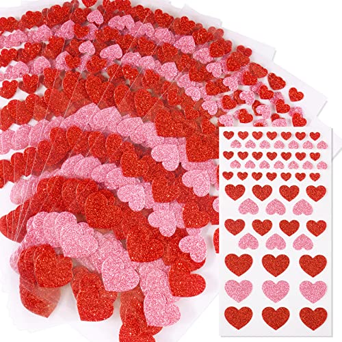 BOFUNX 580Pcs Herz Aufkleber Glitzer Liebe Herzen Sticker Scrapbooking Aufkleber Selbstkelbend für Valentinstag Hochzeit Kinder Party Dekor von BOFUNX