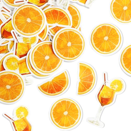 BOFUNX 60 Stücke Orange Scrapbooking Stickers Selbstklebend Scrapbooking Aufkleber Obst Cocktail Stickers für Tagebuch Kalender Notizbuch Fotoalbum Deko von BOFUNX