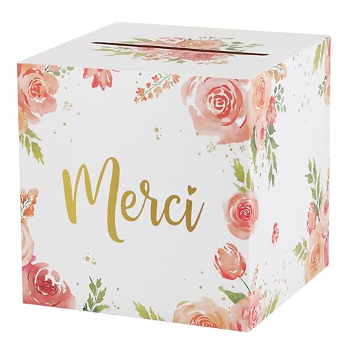 BOFUNX Merci Kartenbox für Hochzeit Geburtstag Babyparty 25×25×25cm von BOFUNX